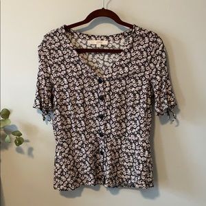 LOFT Peplum Top with Buttons